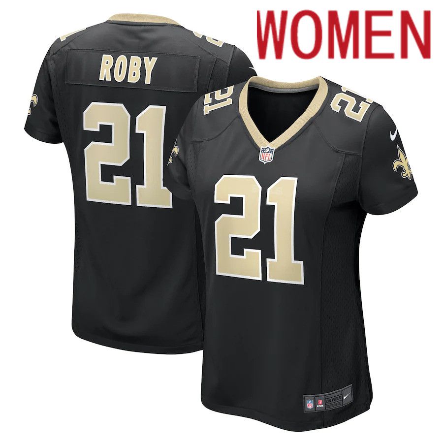 Women New Orleans Saints 21 Bradley Roby Nike Black Game NFL Jersey